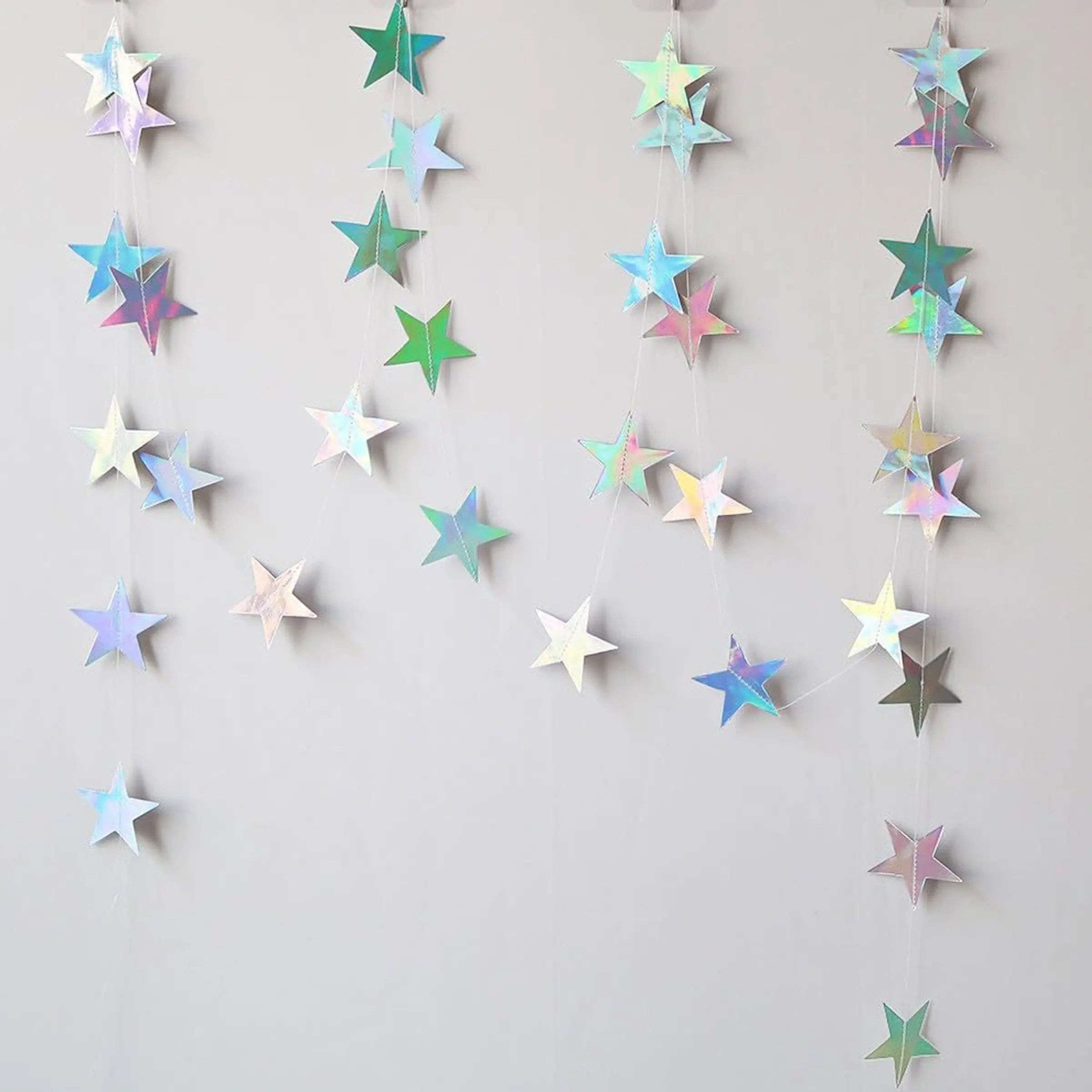 1/2/3pcs Star Hanging Garland Wall Decor, Hanging Sparkling Star Streamer Glitter Bunting Banner Twinkle Backdrop for Wedding, Birthday Party, Christmas, Fiesta, Festival Decorations, Home, Office and Holiday Decor