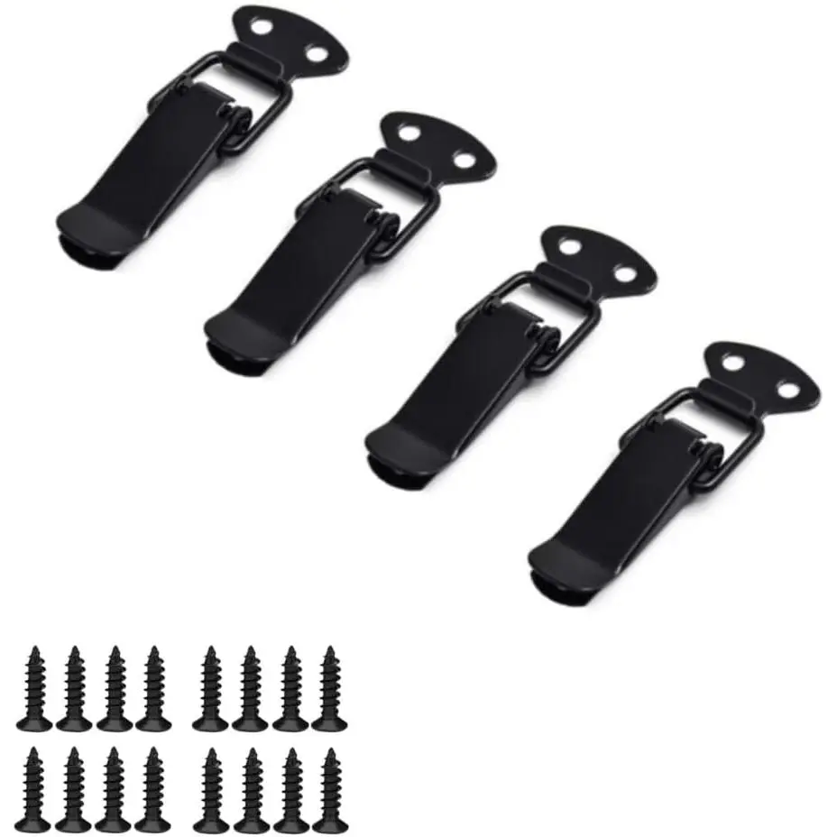 Latch Black Toggle Latch, Steel Spring  Toggle Latch, Black Catch Hasp Clamp Clip Lock with for Cabinet, Wooden Case, Box(4 Pcs)