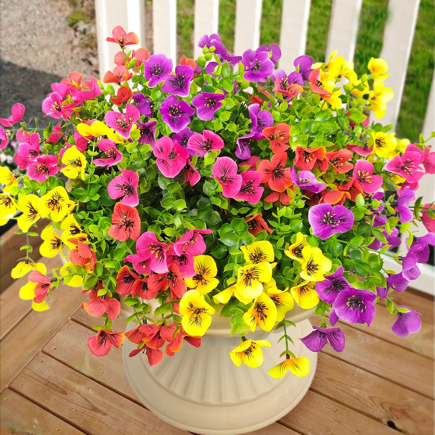 Artificial Pansy Flower, 12pcs/set Fake Silk Pansy, Faux Plastic Plants for Home Outside Garden Planter Front Door Porch Yard Patio Decor, Ornaments