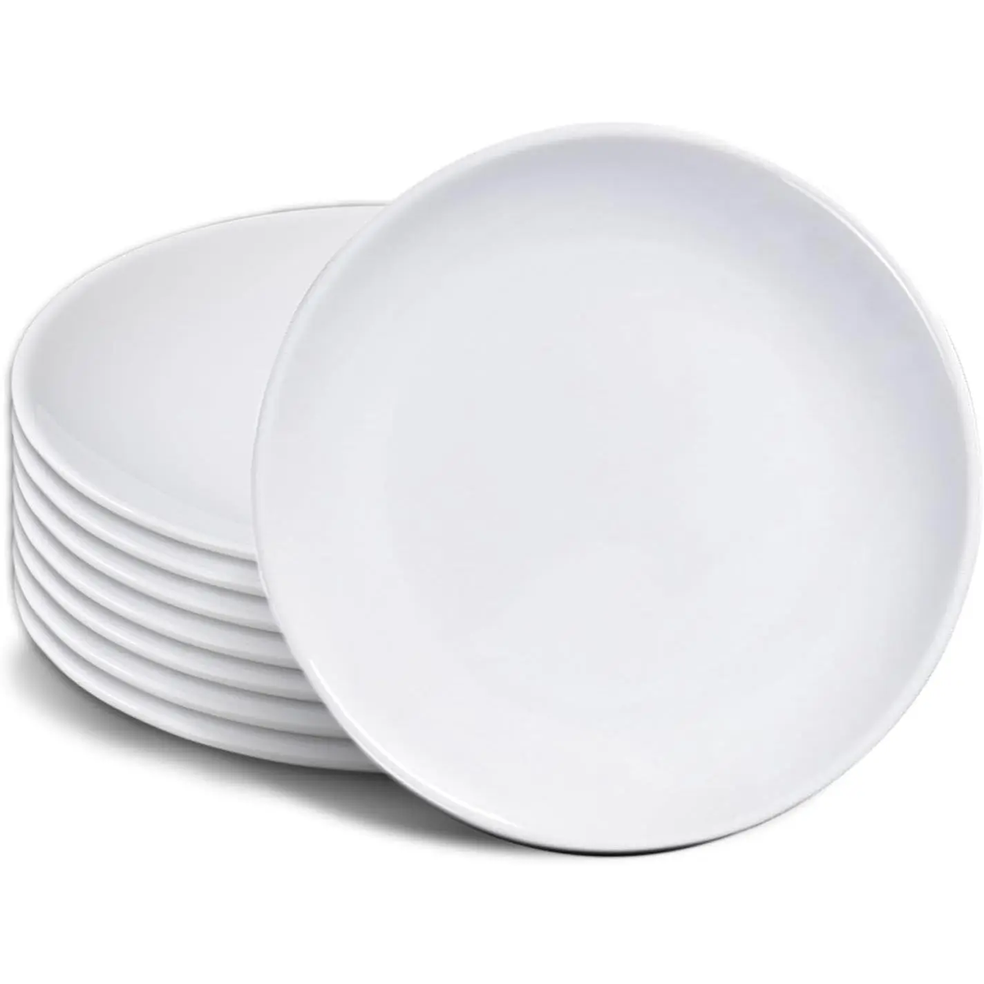 Melamine Plates 8 count 8 Inches Plastic Dinner Plate Set | Lightweight Unbreakable   and Dishwasher Safe Dishes for  School Feeding Serving Camping Restaurant