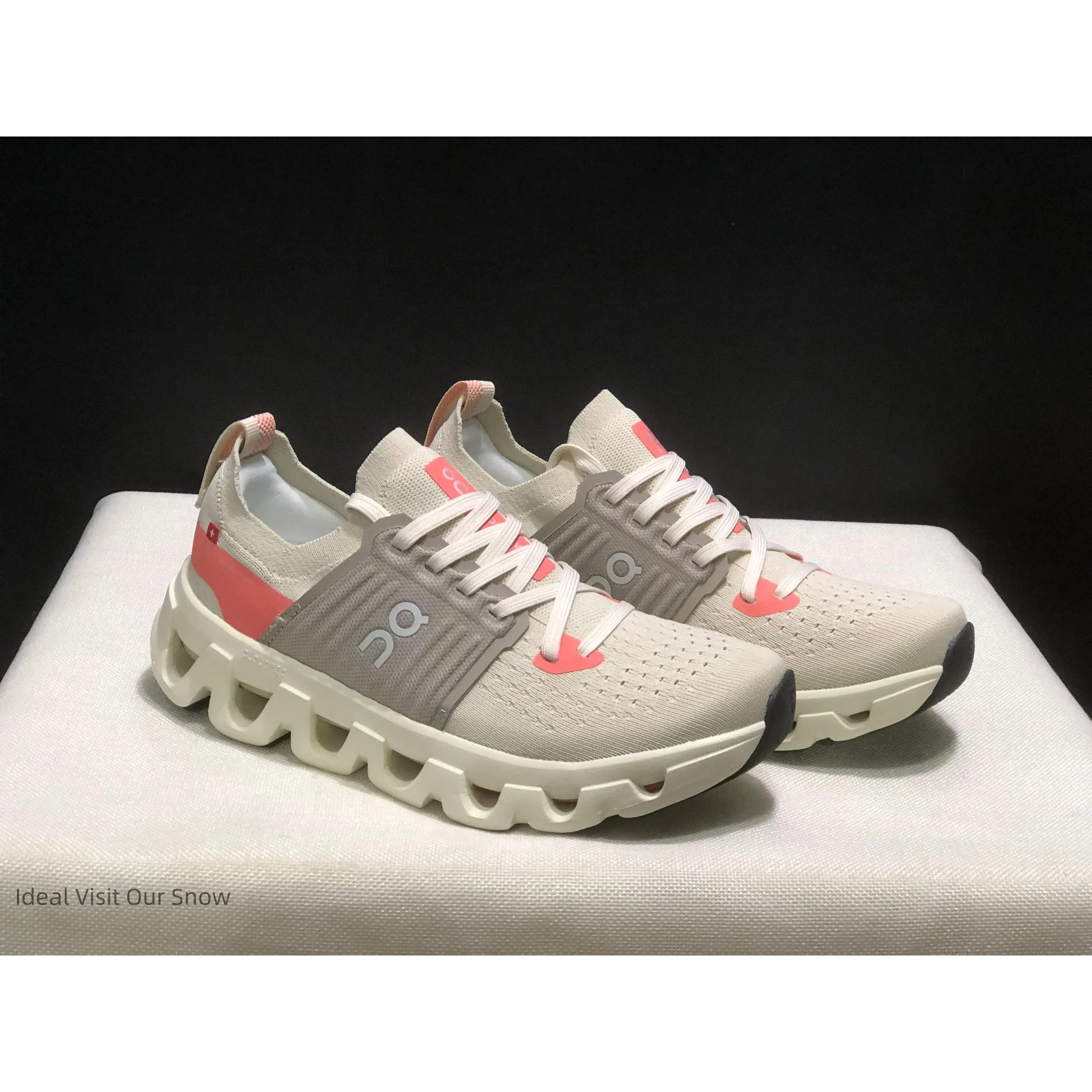 Unisex Matching Knit Wave Cushion Sneakers, Pastel Multi Tone Color Block Versatile Gym Travel Casual Footwear