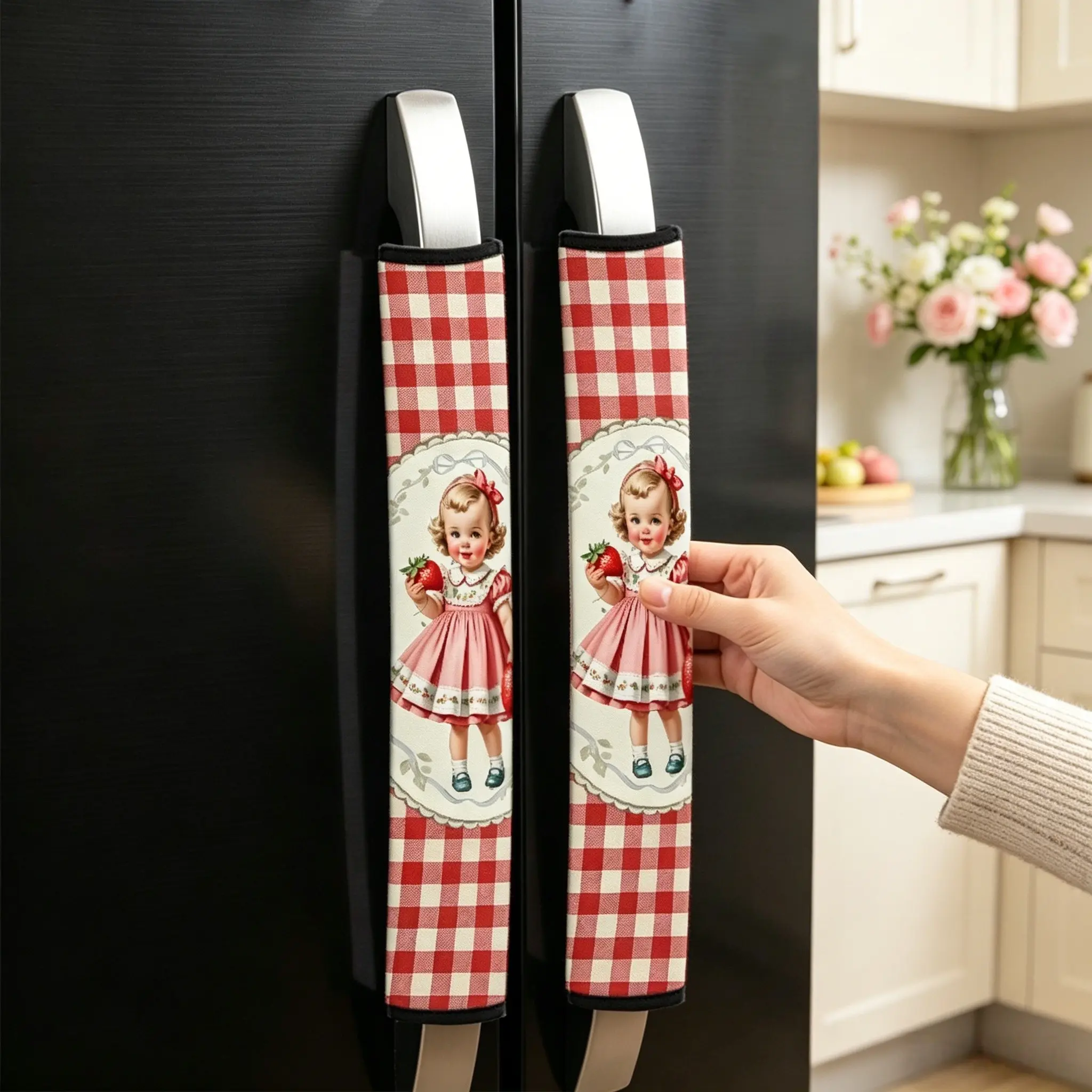 2pcs American Vintage Country Style Microwave and Refrigerator Handle Decor Set, Kitchen Appliance Handle Decor, Household Items