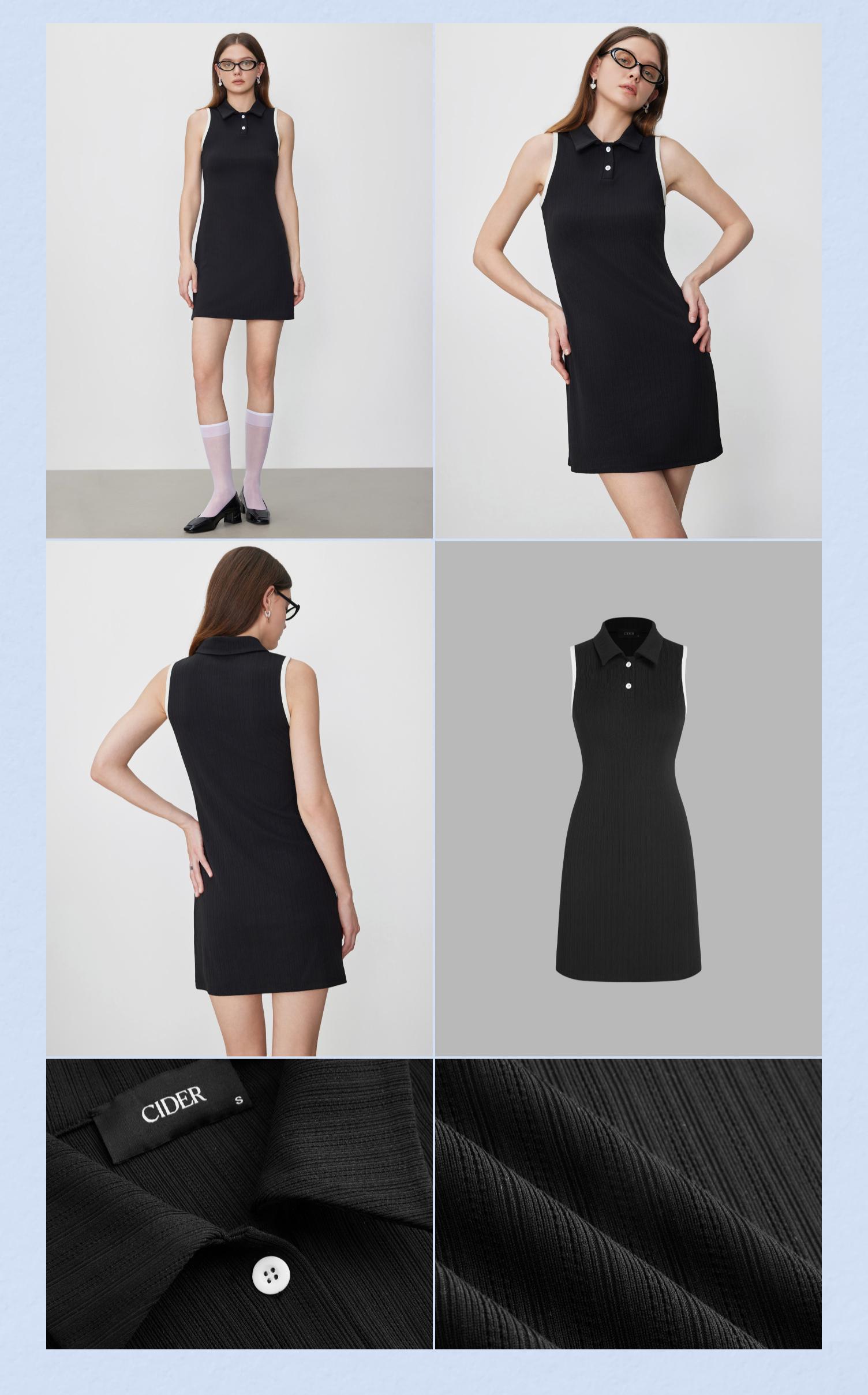 Cider [size 0-10] Polo Collar Contrasting Binding Mini Dress