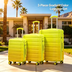 Viral Ins Style 3-Piece Gradient Gloss PC Hardshell Luggage Set with Combination Lock & Silent Spinner Wheels, 20/24/28 Inch Rolling Suitcases for Island Vacations & Daily Travel Getaways