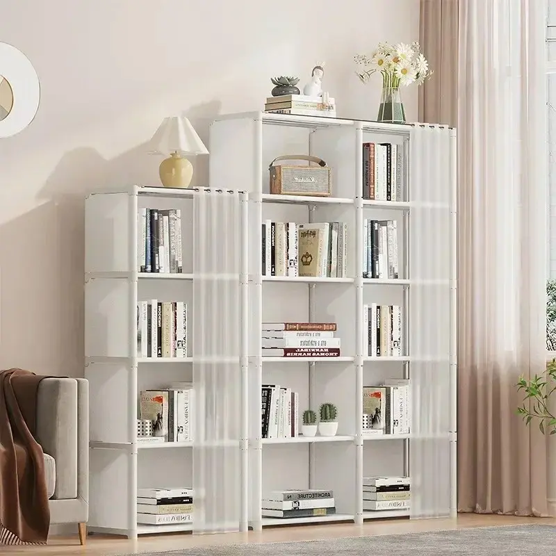 Simple Storage Rack, Multi-Layer Floor Shelf, Dust-Proof Modern Bookshelf, Organizer for Books, Snacks, Cosmetics, Living Room, Bedroom, Office