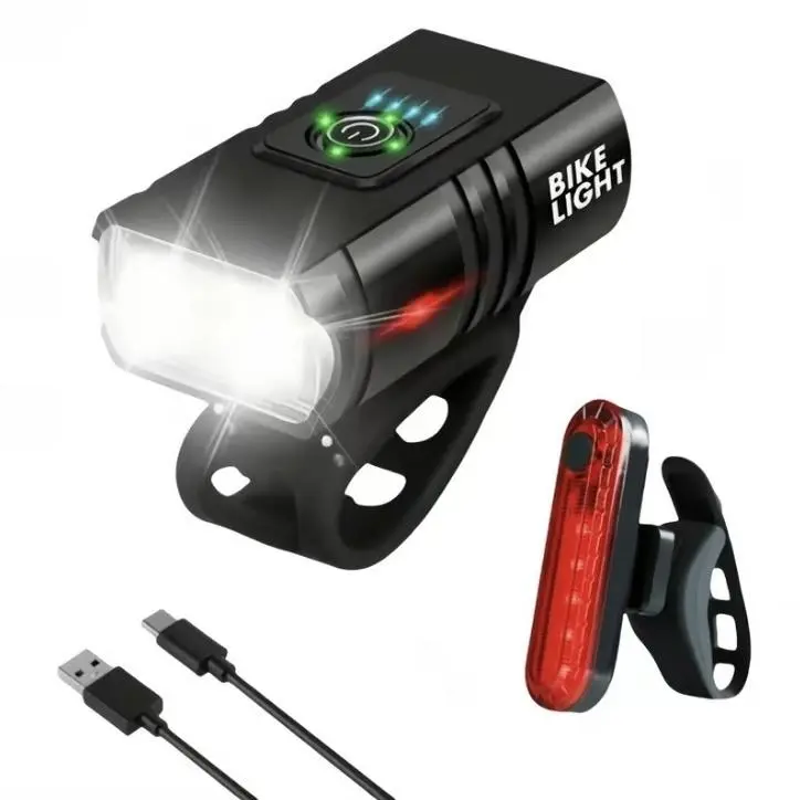 Bike Light, USB Rechargeable Bike Front Light & Tail Light Set, Waterproof Safety Bike Front Light Bike Rear Light, Suitable for Road, Mountain, Night Riding