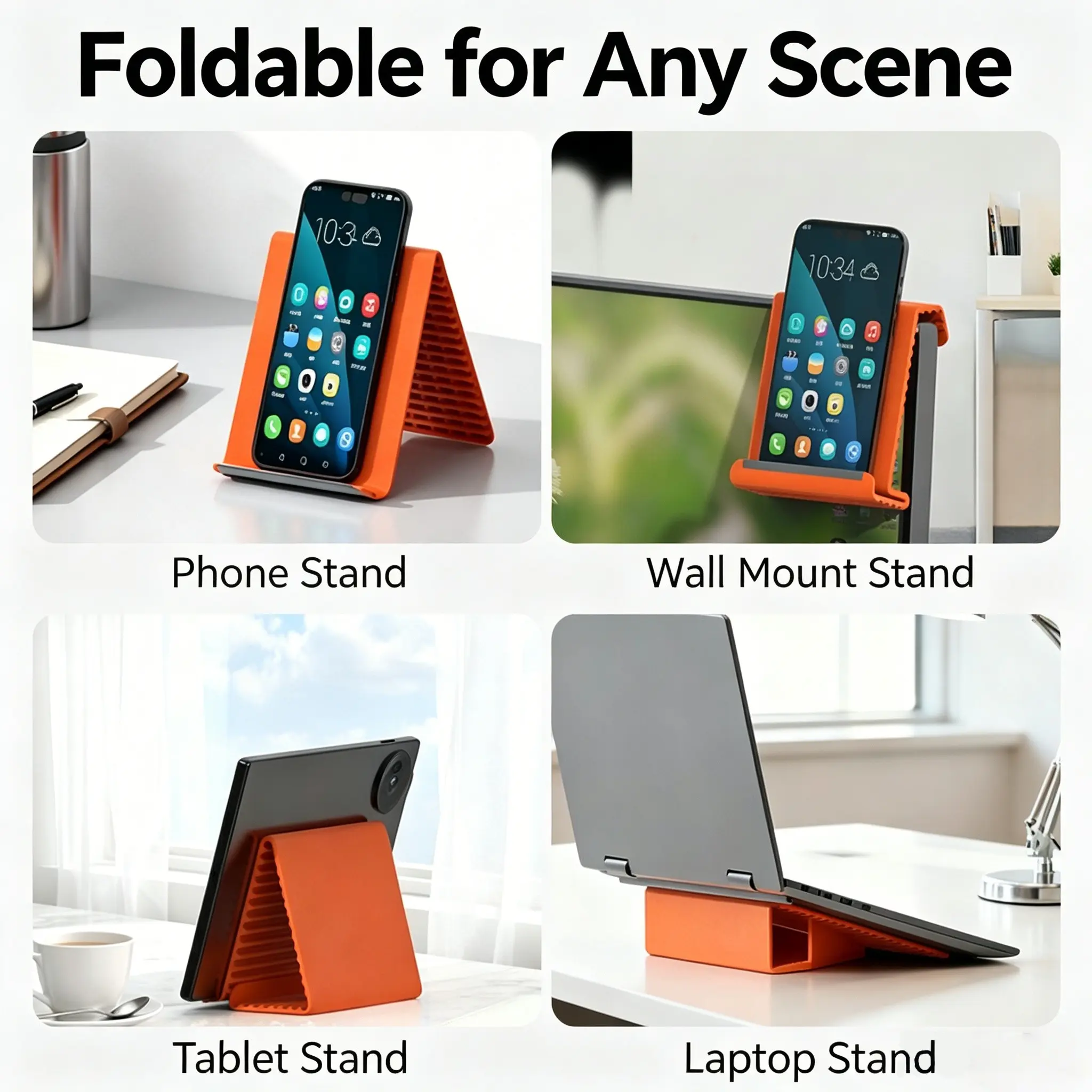 Creative Foldable Silicone Phone Tablet Stand, Flexible Folding Smartphone Laptop Holder, Portable Travel Support Rack, 1pc Universal Stand