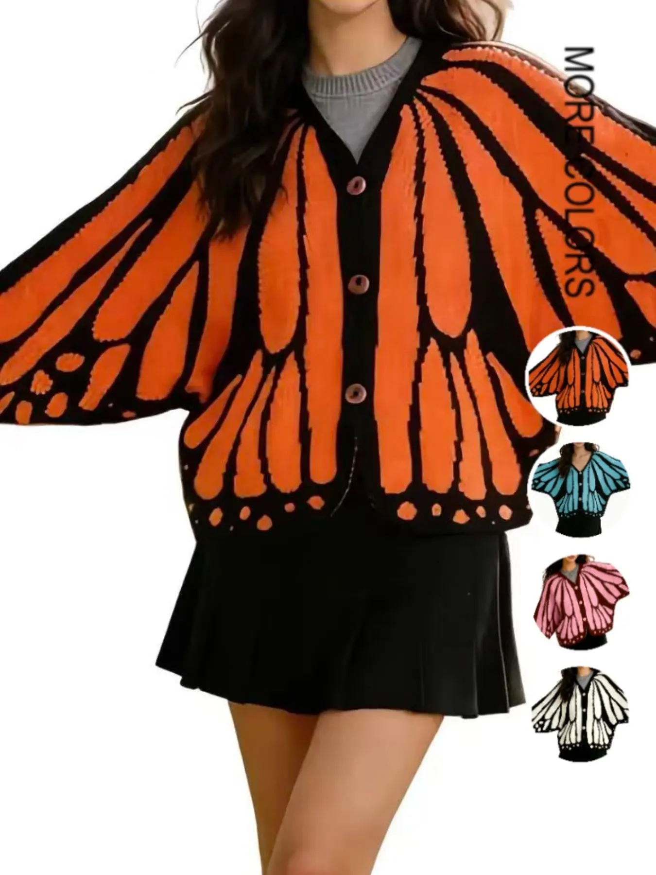 Women's Butterfly Wing Knit Cardigan, Elegant Imperial Moth Pattern, Fall Winter New Design, Comfortable Knitted Fashion Sweater, Unique Stylish Outerwear