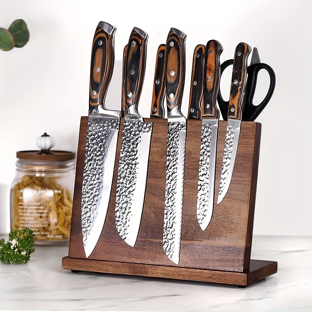 SUNDAY MIRTH Magnetic Knife Block Holder Rack, Wooden Knife Storage Rack, Multifunctional Storage Knife Holder, Kitchen Accessories, Kitchenware