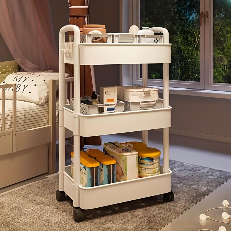 Multi-layer Storage Trolley, 1 Count Multi-purpose Moving Storage Rack, Durable Storage Organizer for Kitchen, Bathroom and Bedroom, Double Tiers