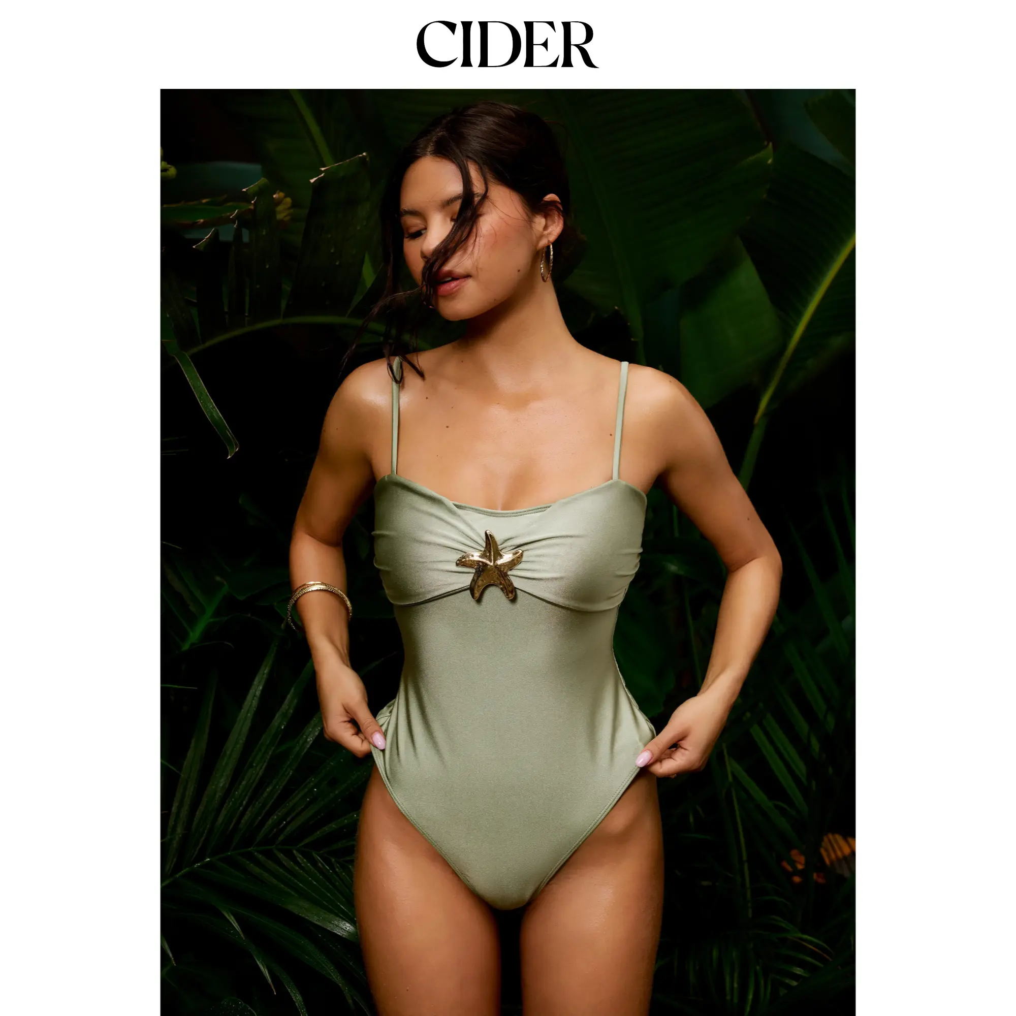 Cider Sweetheart Neck Starfish Metal Detail One Piece Swimsuit