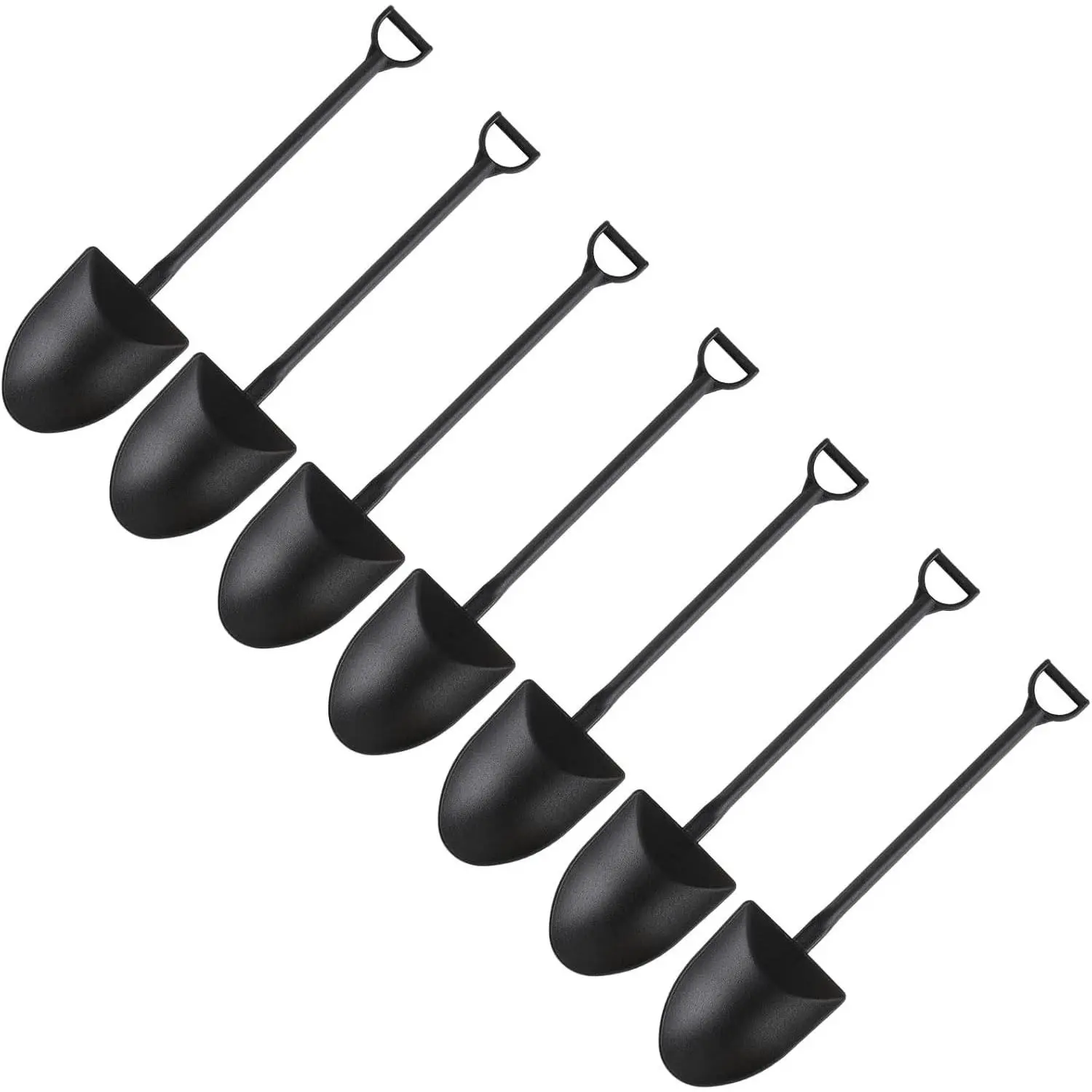 CCINEE 50pcs Mini Shovel Spoons for Desserts, Disposable Plastic Icecream Spoons Shovel Shape Cute Black Spoon for Family And Halloween Party