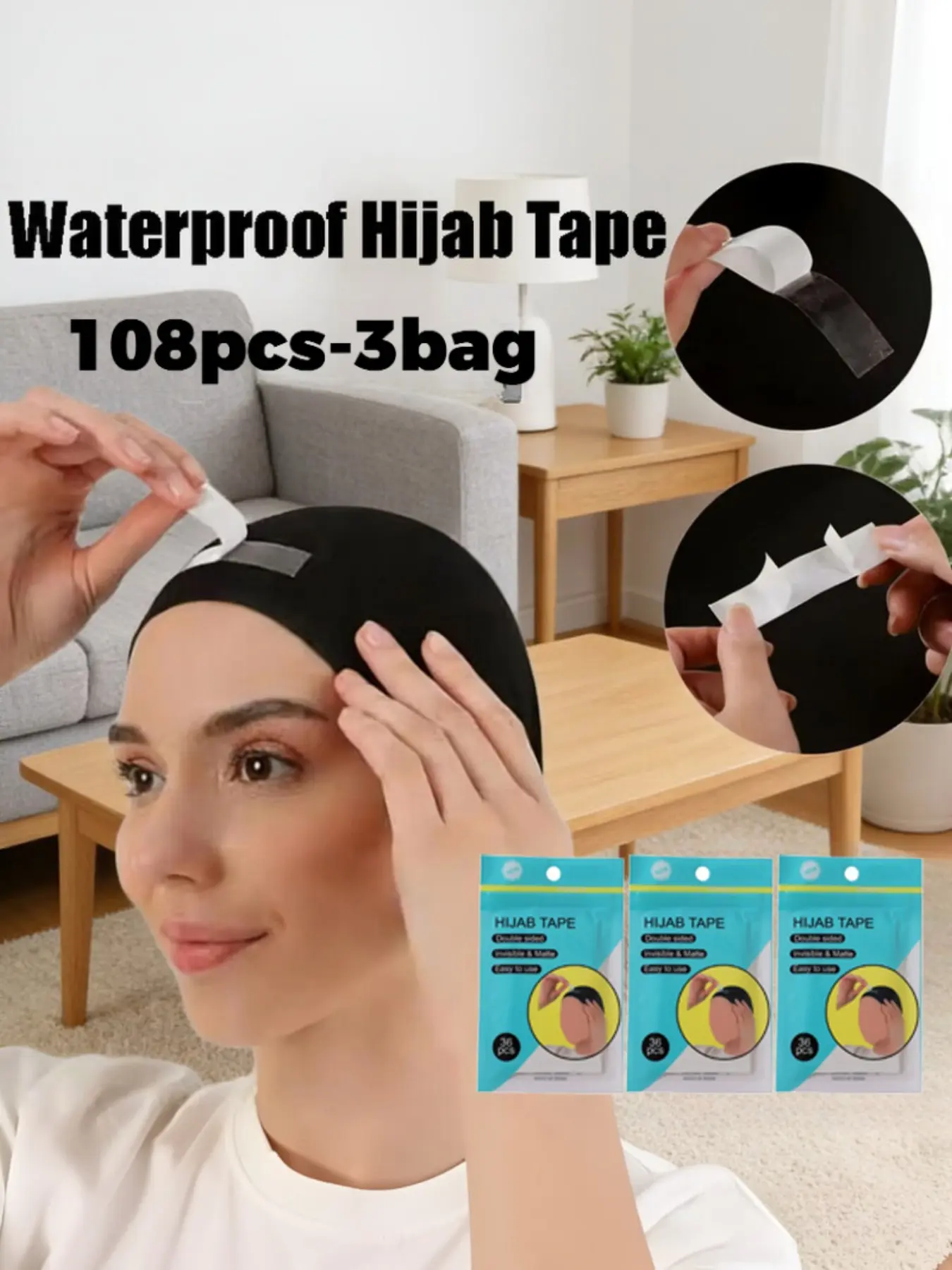 36pcs/bag Hijab Invisible Double Sided Tape, Anti-Slip Secure Adhesive Strips, Essential Muslim Headscarf Accessory, Ramadan Eid Gift for Women