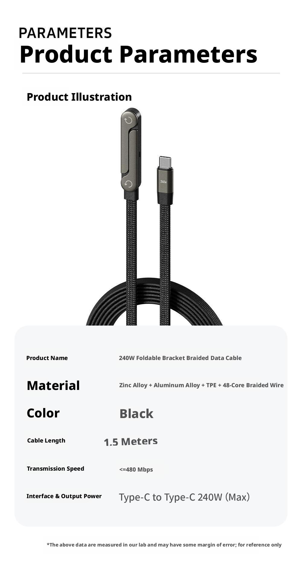 240W Fast Charging Multifunctional Phone Stand Charger Cable No Block Hand for Android iPhone 17 Portable Quick Charge