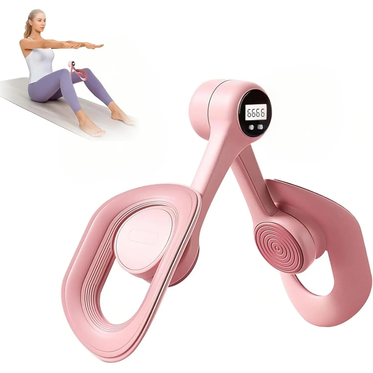 Smart Thigh Exerciser with Rep Counter, Curved Shape Pelvic Floor Trainer for Women, Compact Fit Equipment for Inner Thigh & Pelvic Tone, Ideal for Daily Home Gym Use, Ideal For Daily Home Use
