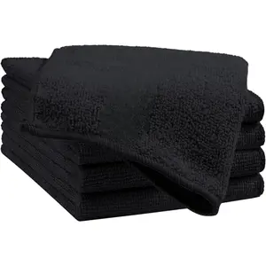 Black Microfiber Cleaning Rags 5-Pack, 11.5x11.5 in, Highly Absorbent, Lint-Free, Scratch-Free, Reusable Surface Cleaner for House, Kitchen, Cars