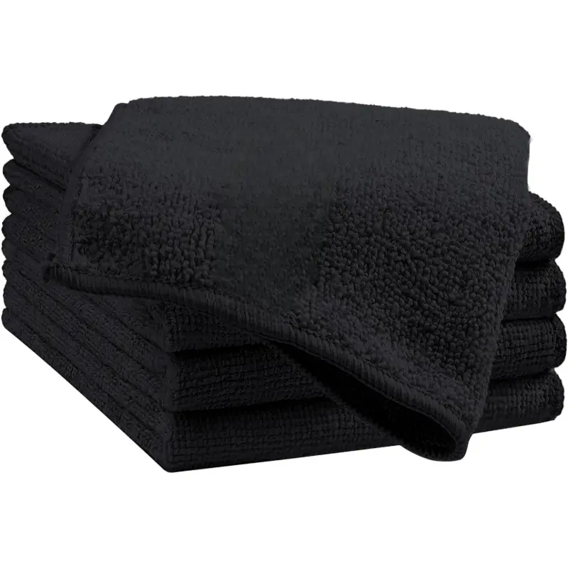 5-Pack Black Polyester Microfiber Cleaning Towels (11.5x11.5in) – Car Detailing Products, Microfiber Drying Towels for Cars, Lint-Free, Scratch-Safe, Reusable, Machine Washable, All Age Home & Kitchen Cleaning Cloths