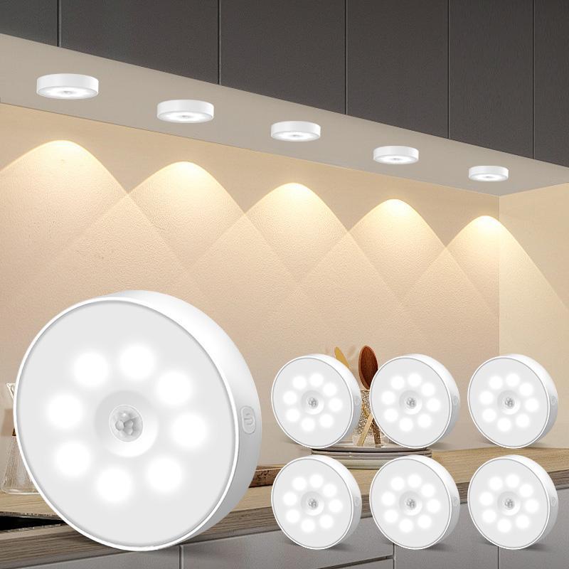 Indoor Motion Sensor Night Light USB Rechargeable Lamp Magnetic Mount Warm Light for Kitchen Closet Pantry Wardrobe Coffee Corner Bathroom Stairs Hallway Sink Cabinet Laundry Room Tool Room Garage Refrigerator