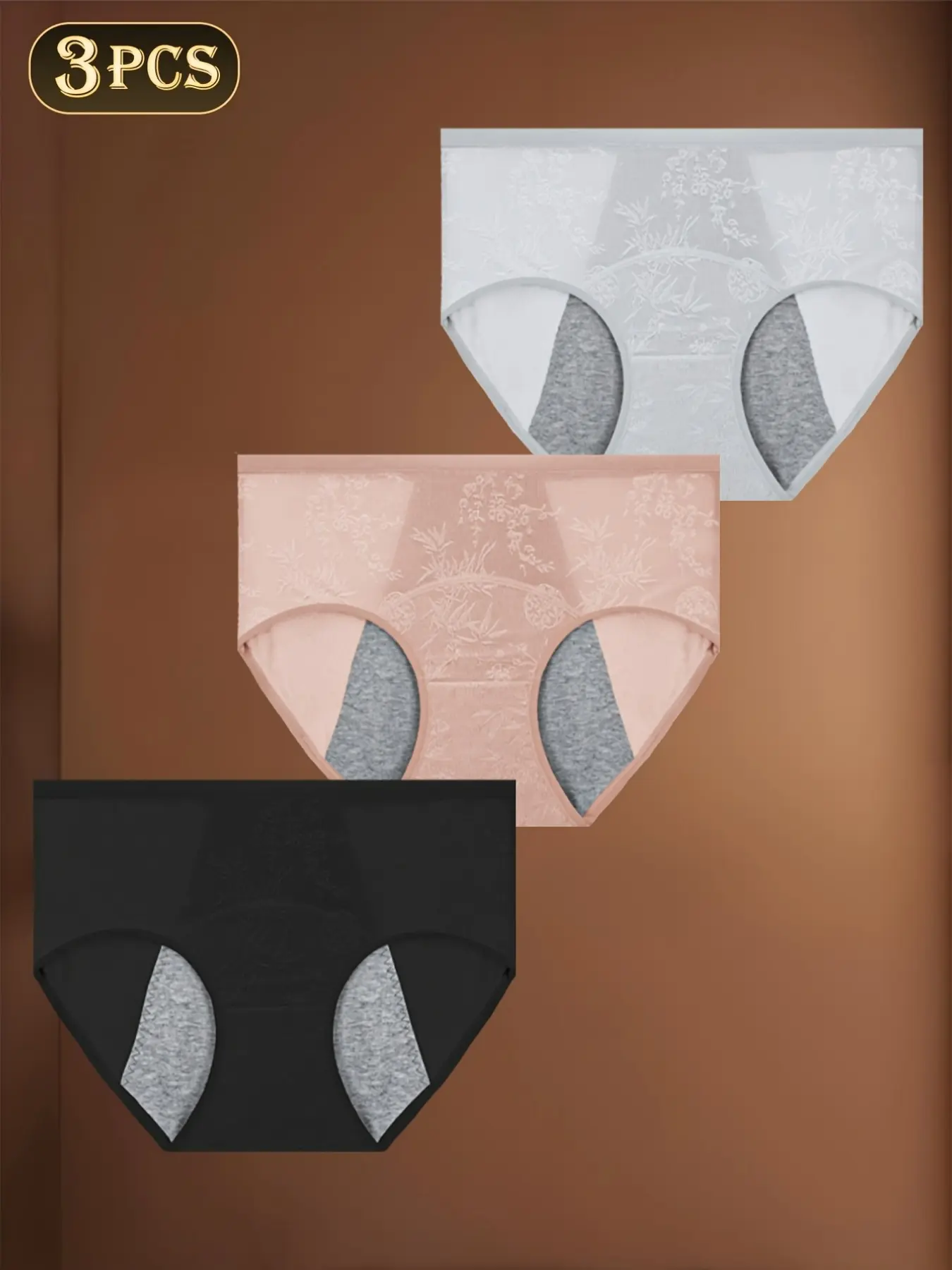3pcs Breathable Absorbent Leak-Proof Underwear, High Elasticity Women's Period Panties, Invisible Seamless, Perfect for Office and Daily Use