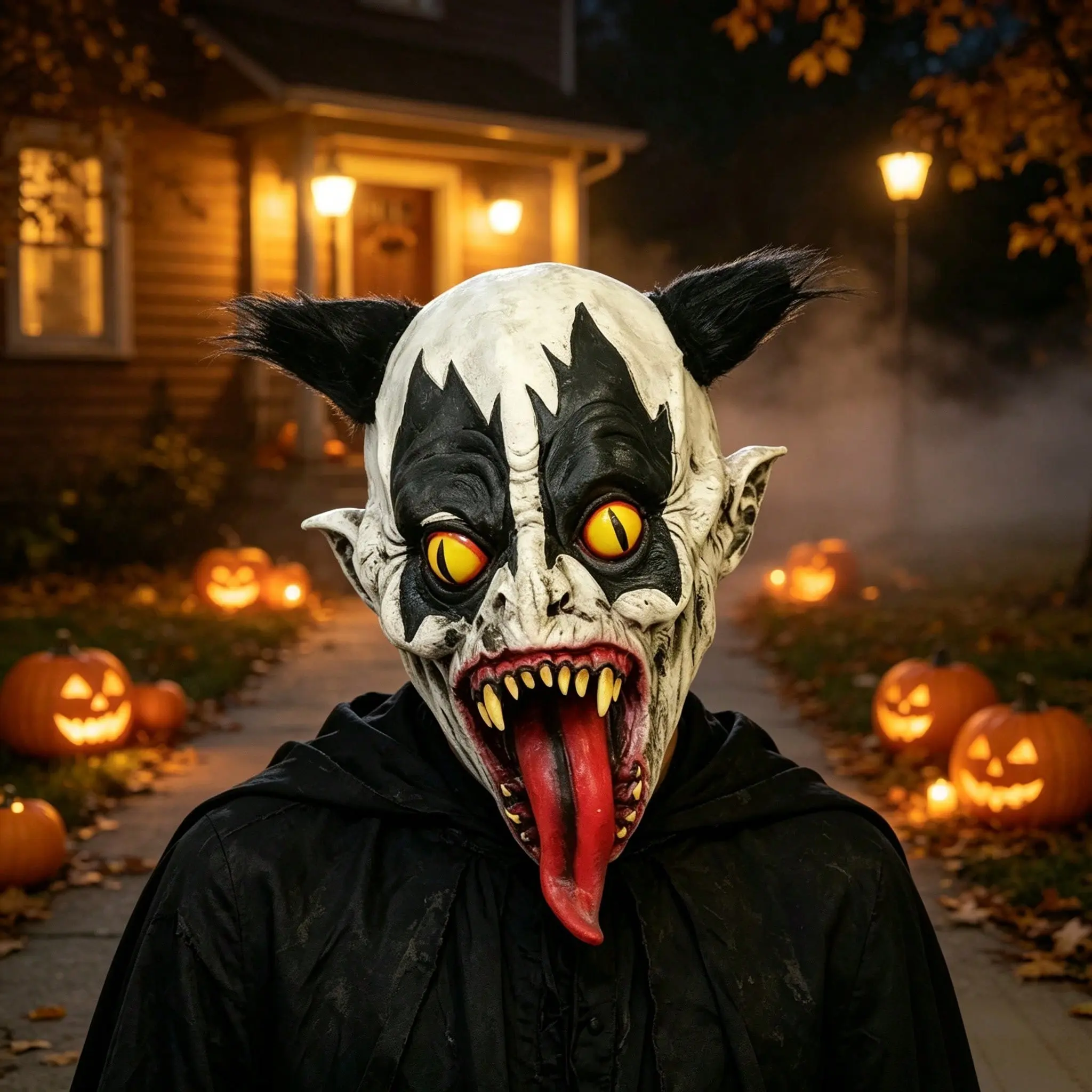 1pc Terrifying Mutant Clown Mask - Halloween/Christmas Latex Mask - Funny Snake Eyes Tongue Out Clown Headset Dress up Prop