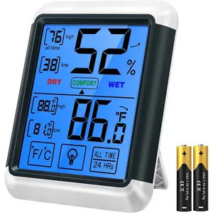 TP55 Digital Indoor Hygrometer Thermometer, 4-Inch Temperature/Humidity  with Touchscreen and Backlit, Room Thermometer/Humidity Meter for House  Greenhouse (Previously )