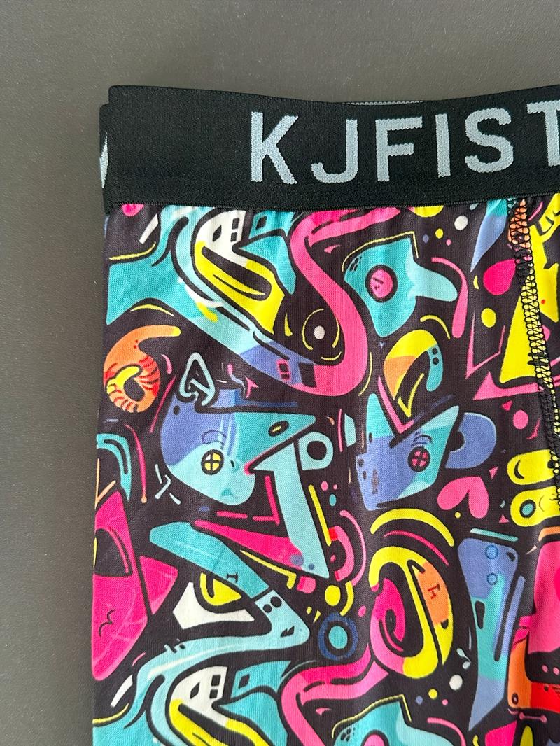 4pcs Men's Boxer Panties (KJFISTMU) – trendy printed, hot fashion. Soft, comfortable, breathable, Ideal as personalised gifts, casual daily essentials. Stylish, fashionable undergarments in multipack. Features curved zipper closure. Menswear Socks