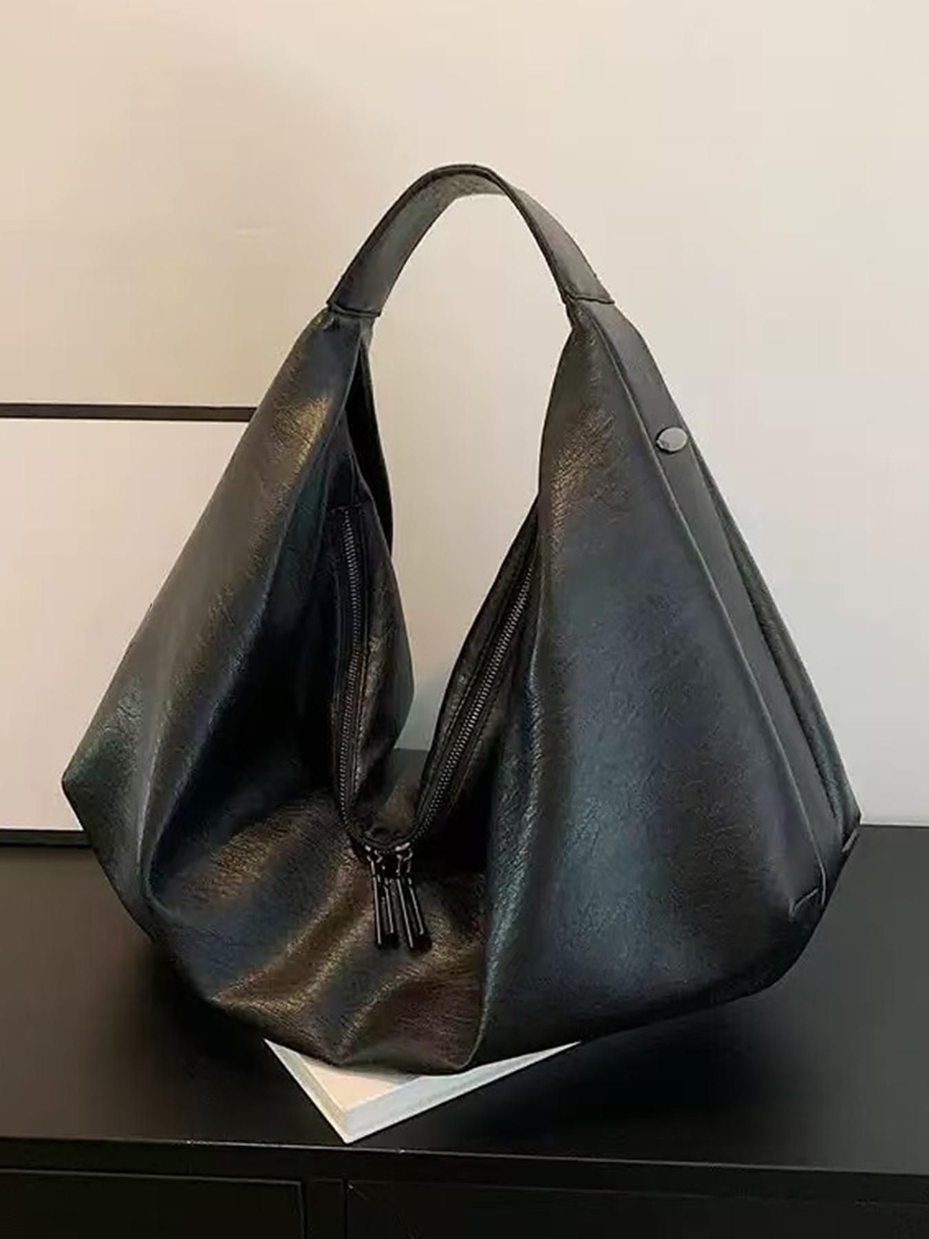 Women's Solid Color Shoulder Bag, Large Capacity PU Tote Bag for Work & School, Casual Trendy Versatile High-quality Daily Commuting Bag, PU Tote Satchel Women's Solid Color Shoulder Bag, Large Capacity PU Tote Bag for Work & School, Casual Trendy Versatile High-quality Daily Commuting Bag, PU Tote Satchel