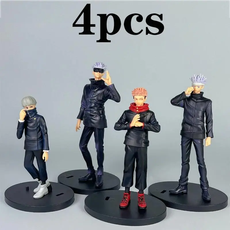 4pcs/set Gojo Satoru Anime Jujutsu Kaisen Action Figure Itadori Yuji Seated Noodle Stopper Model Toys Dolls Collection Hobbies