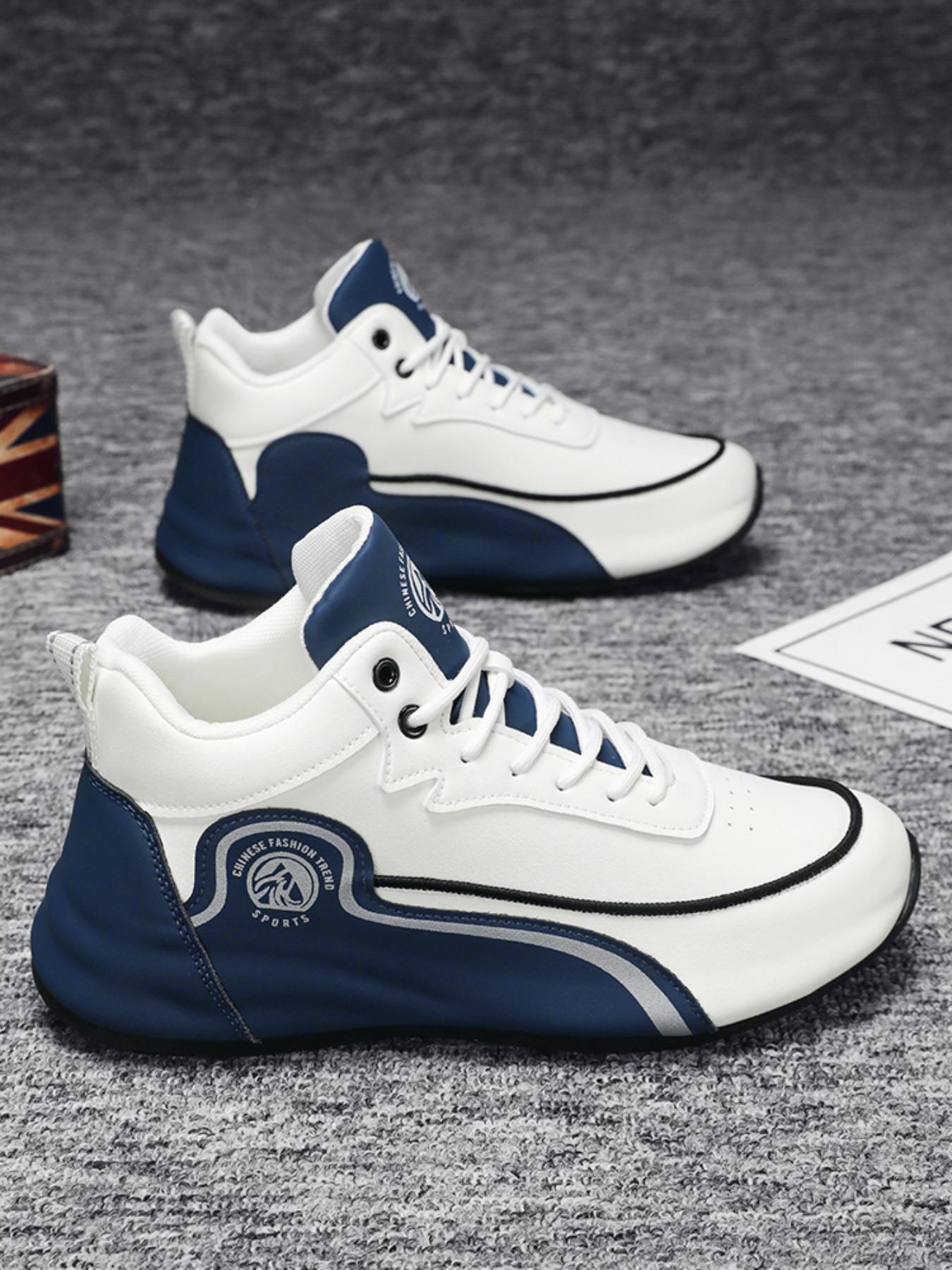 Men's Fashionable Lace Up Mid Top Sneakers, Casual Comfortable Breathable Sports Running Shoes, Male All-match Round Toe Shoes for Daily Wear, Closed