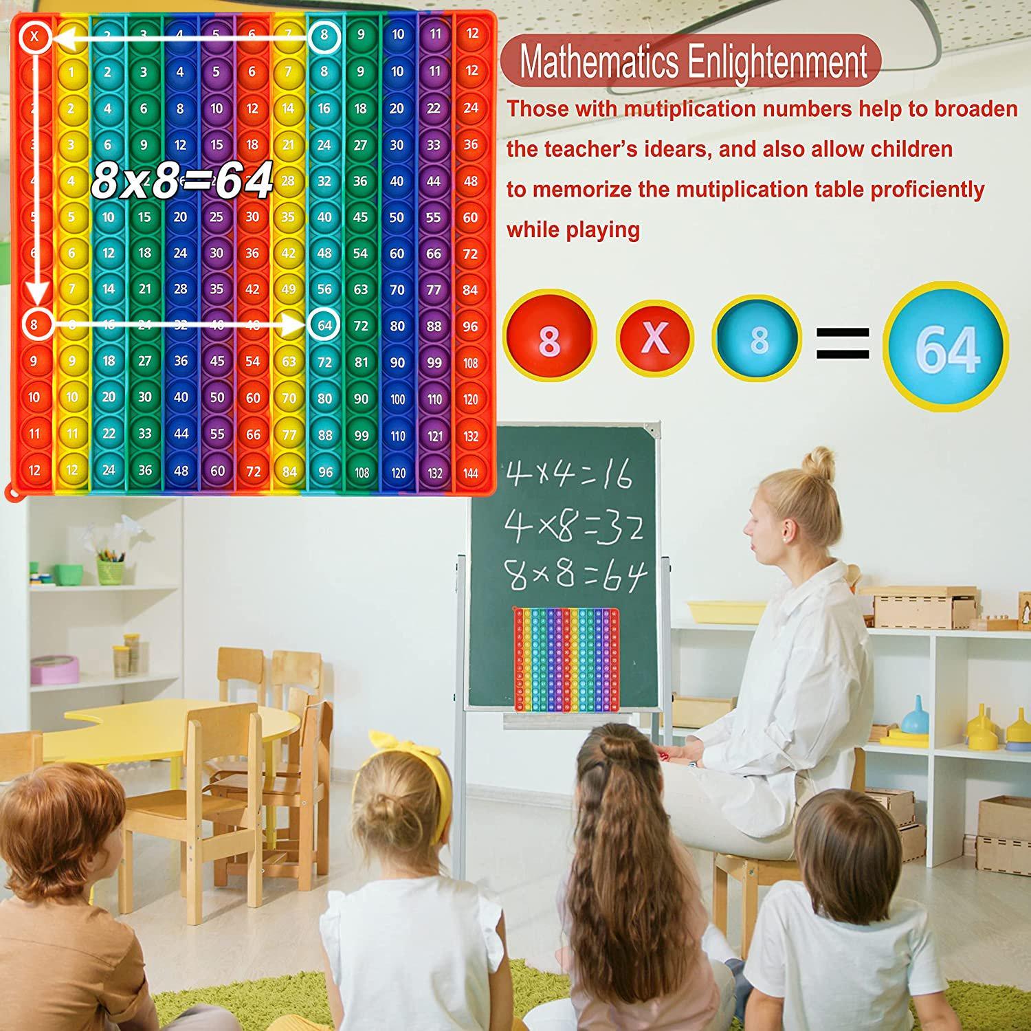 12*12 Multiplication Rainbow Push Pop Bubble Fidget Math Toy, Sensory Stress Release Numbers Counting Learn to Read Educational Toy for Kids 12*12 Multiplication Rainbow Push Pop Bubble Fidget Math Toy, Sensory Stress Release Numbers Counting Learn to Read Educational Toy for Kids