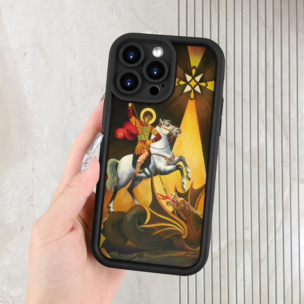 Phone Case - A St. George Case |     Georgian Style - Durable And Long-Lasting |     Camera Protection |     Shockproof And Drop-Resistant |     Matte Anti-Slip |     Light Luxury Fashion suitable with iPhone 17 E Air Pro ProMax iPhone16 15 14 Plus 13 12