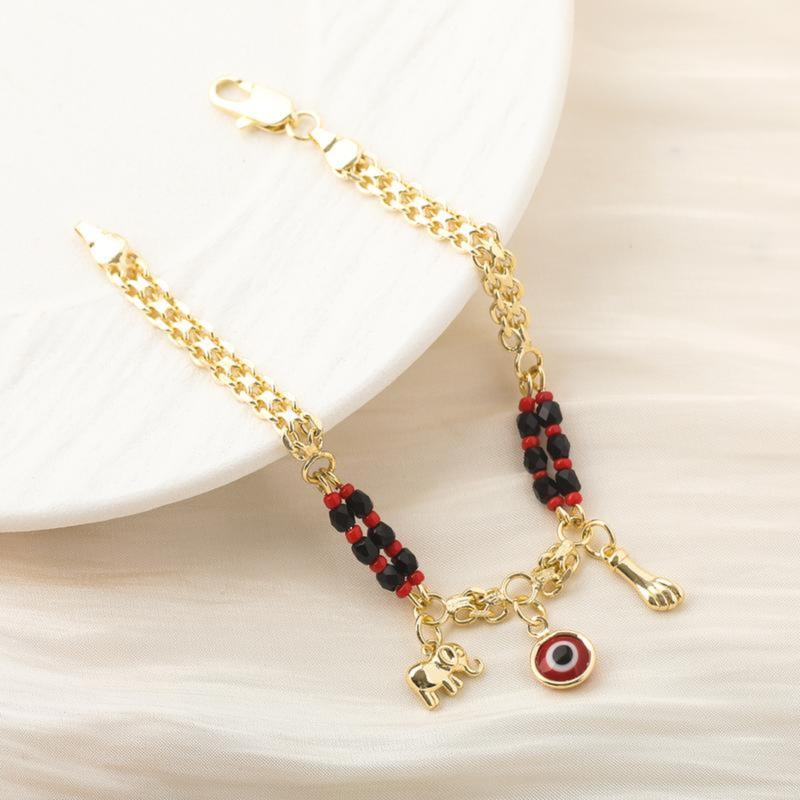 The latest 2026 Bohemian-style evil eye elephant bracelet and cartoon fun anklet are the perfect accessories for your vacation.
