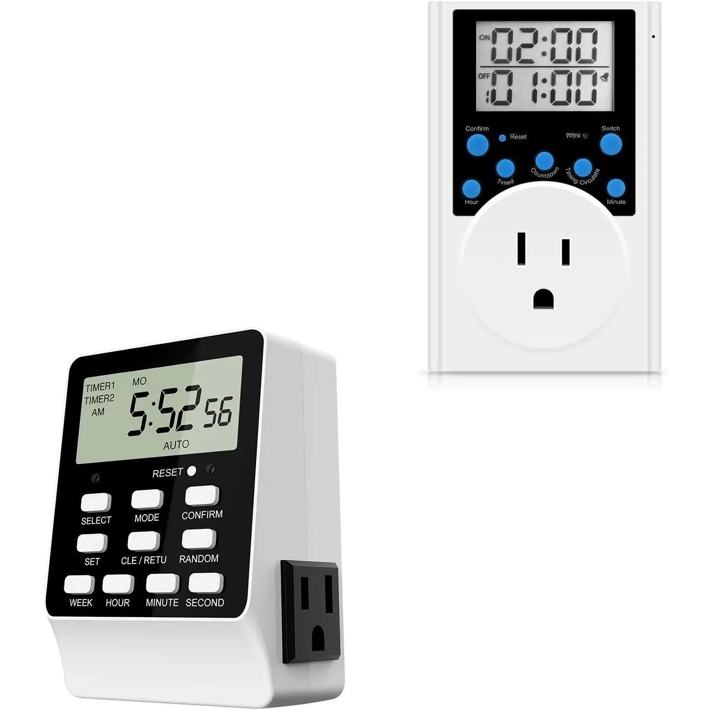Outlet Timer,   Digital Light Timer with 2 Independently-Controlled Outlets, Timed Programs, 24-Hour and 7-Day Programmable,Indoor Heavy Duty Electrical Timer , 3 Prong, 15A/1800W