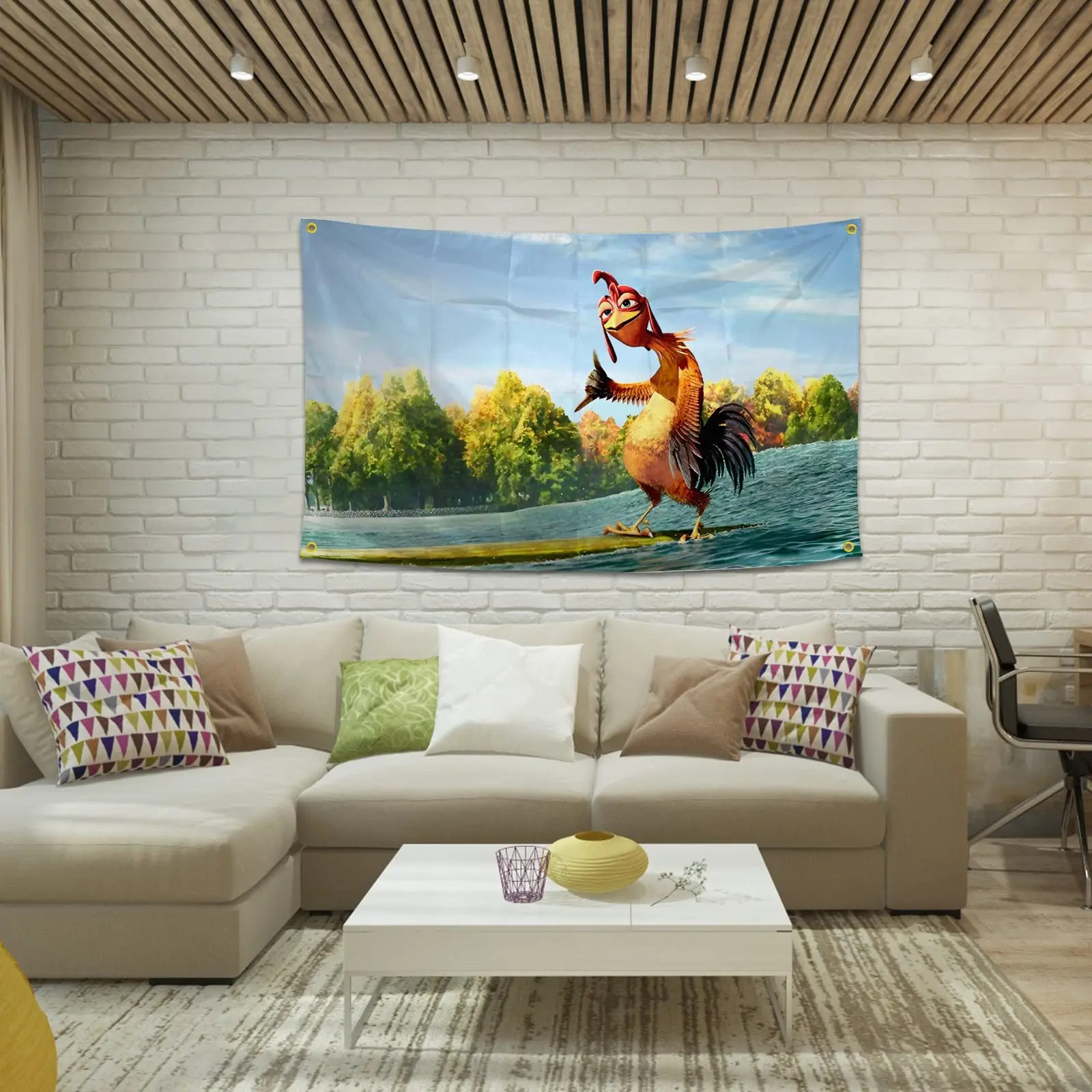 Funny Chicken Flag Poster, Durable Cave Wall Banner, 3x5 Feet with Brass Grommets, Ideal for Dorms, Outdoor, Parties, Travel, Events, Holidays