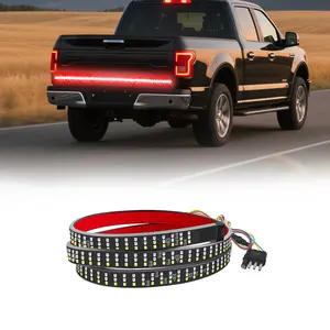 60in Tailgate Light Bar - 3-Row 504 LED High-Brightness Strip with 4-Way Flat Connector Wire, 12V Driving Safety Warning, Offroad & Emergency Flash Work Lights for Pickup Trucks Trailers, Car Exterior Accessory, Men’s Gift, Led Emergency Flash Strip Bars