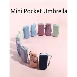 1pc Small Folding Umbrella, Mini Pocket Waterproof Portable Travel Umbrella, Sunshade Umbrella Women Sunscreen UV Sunscreen Umbr