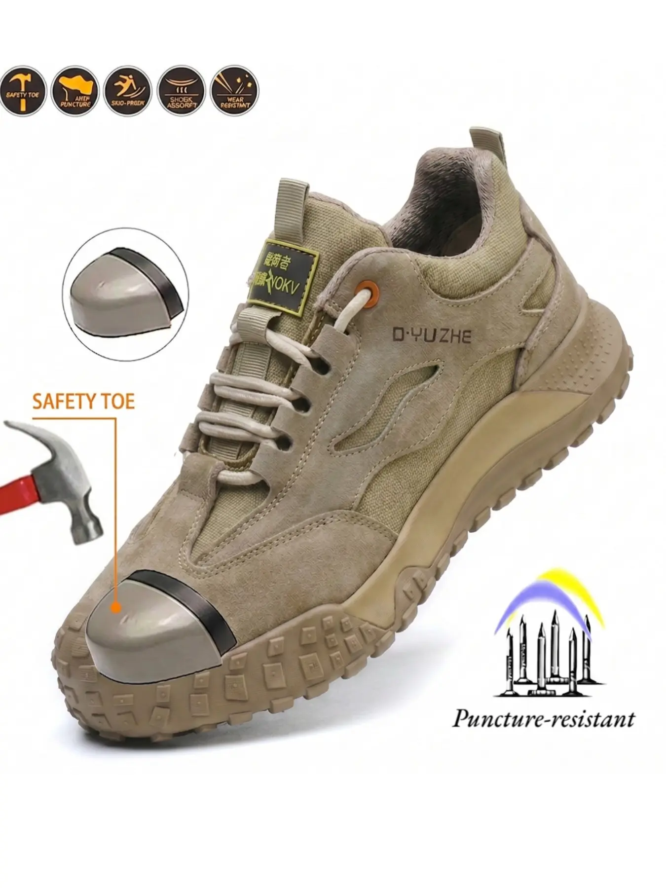 Men's Steel Toe Safety Work Shoes, Anti-Puncture, Slip-Resistant, Durable Sole, Kevlar Midsole, 10KV Insulated PPE Boots, Outdoor Protective Footwear