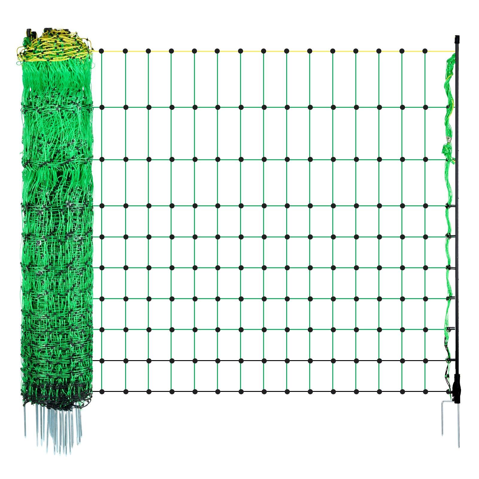 VEVOR Electric Fence Netting, 50" H x 164' L, Livestock Net Fencing with Posts & Stakes, Portable Mesh Nets for Goats, Sheep, Deer, Hogs, Dogs, Electric Fencing for Backyards, Gardens, Farms, Ranches