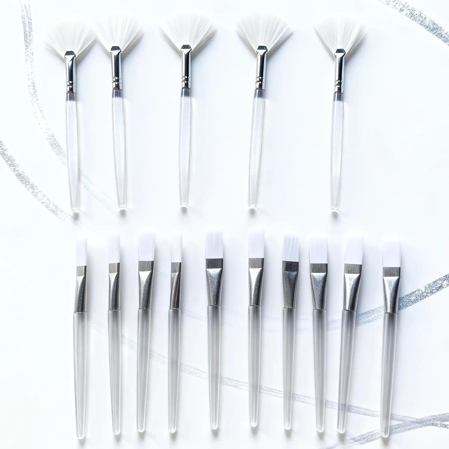 5 Pcs Fan Shape Mask Brushes + 10 Pcs Mask Brushes, Essential Beauty Tools for Skincare Routine, Perfect for DIY Masks & Application, Home Beauty Tool