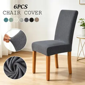 6pcs Super Soft Waffle Jacquard Chair Covers, Dining Chair Slipcovers, Elastic Removable Seat Covers, All-season Seat Protectors, Suitable for Kitchen Restaurants, Hotels, Home Decoration.
