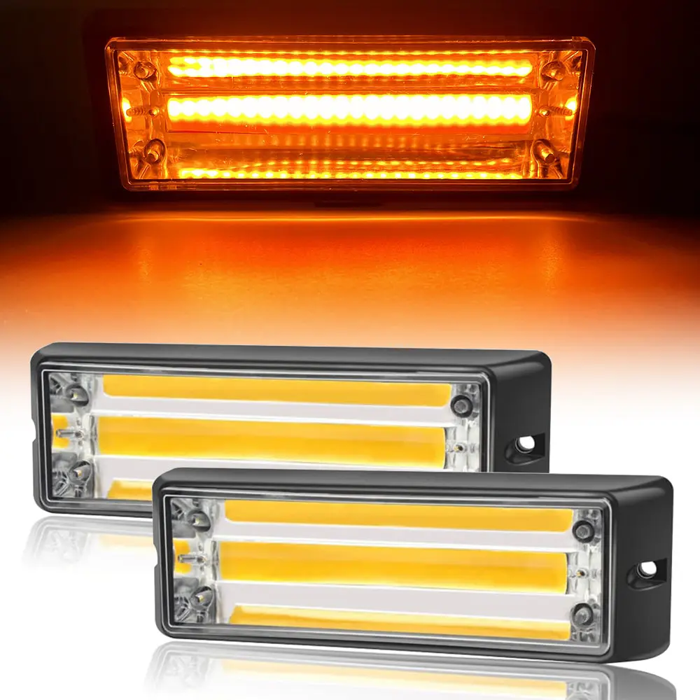 2PCS Truck LED Light Bar Grille Flashing Side Light Bar Car Beacon Lamp Amber Traffic Light 12V 24V