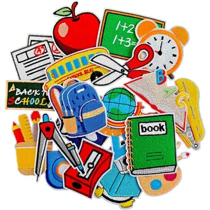 20pcs Teacher Theme Iron-On Patches, School Season Embroidery Stickers, Appliques, Embellishments, Suitable for Clothing, Jeans, Hats, DIY Fashion Accessories