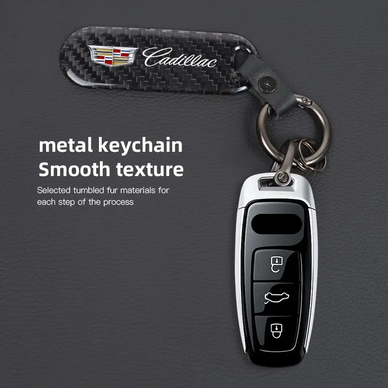 1Pcs Carbon Fiber Key Chain Car Key High Grade Keyring For Cadillac Escalade CTS ATS XTS CT4 CT5 XT5 XT4 XT6 CT6 Lyriq SRX ELR Celestiq EXT XLR