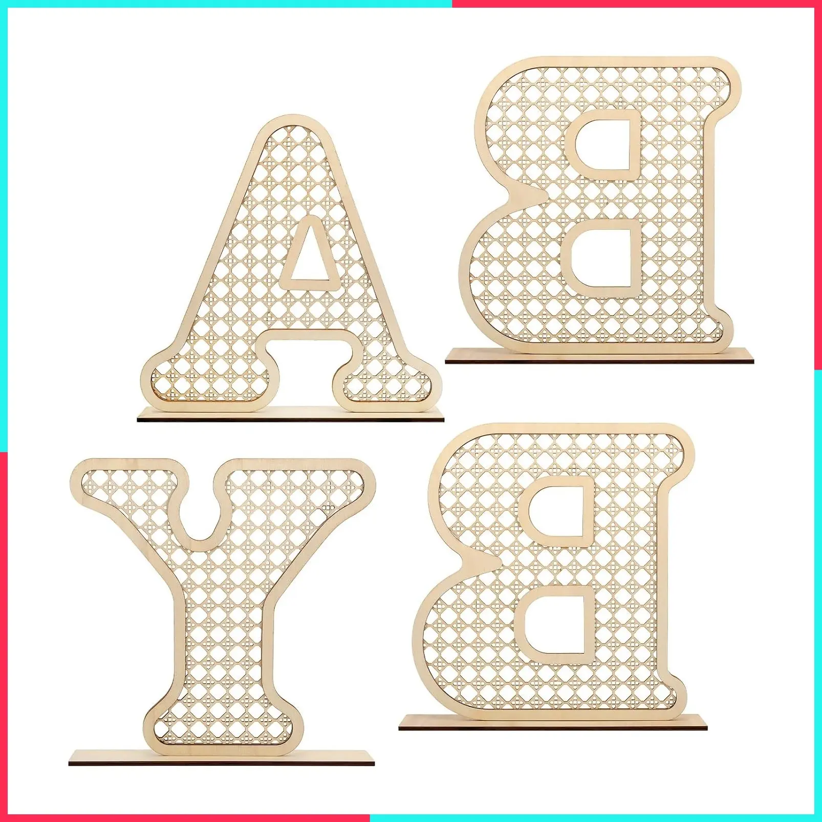 4 Pcs 12 Inch Wood Alphabet Letters | Boho Nursery Decor for Baby Shower | Rustic Home Decoration & Birthday Gifts | Table Centerpiece for Toddler Girls and Boys
