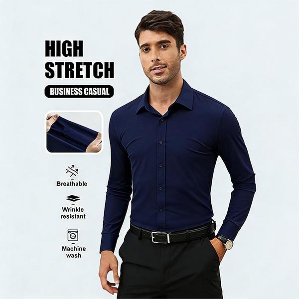 Dress Shirts 16-Way Stretch Slim Fit Long Sleeve Button Down Business Casual Shirts Wrinkle Free Traveler Shirts Top Menswear