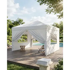White Canopy Sidewall Panels, 4 Removable Waterproof Walls for 10x10 Tent, 99% UV Blocking & Sturdy Material, Easy Replacement for Outdoor Shelter