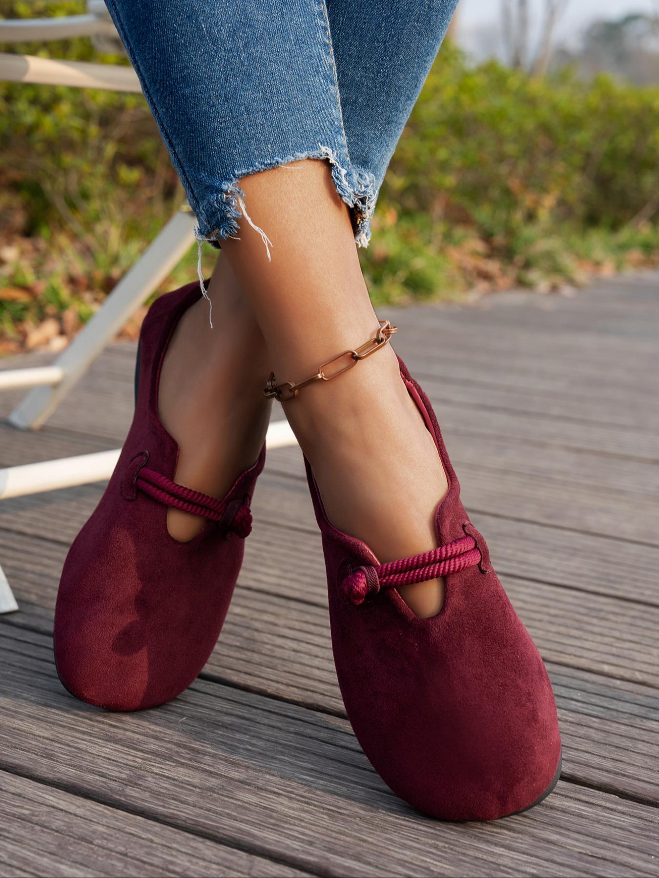 Women's Solid Color Flats, Casual Comfortable Flat Shoes for Daily Wear, Lightweight Breathable Shoes for Women & Girls