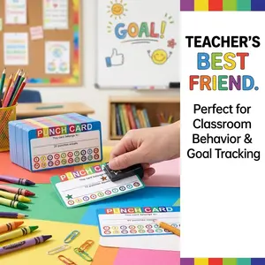 Reward Punch Card (business Card), Matte Finish, Colorful Patterns, Blank Back for Writing, Ideal for Classroom, Homework, Chores, Good Habits, Store Points