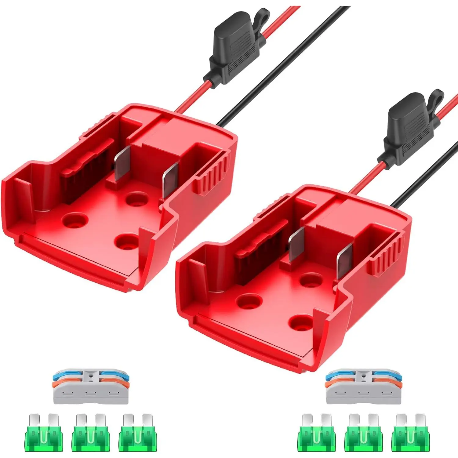 2 Packs Power Wheel Adapter for Milwaukee M18 Battery Adapter 18V Power Wheel Battery Converter with Fuses & Wire Terminals, 12AWG Wire, Power Connector for DIY Rc Car Toys, Robotics and Rc Truck