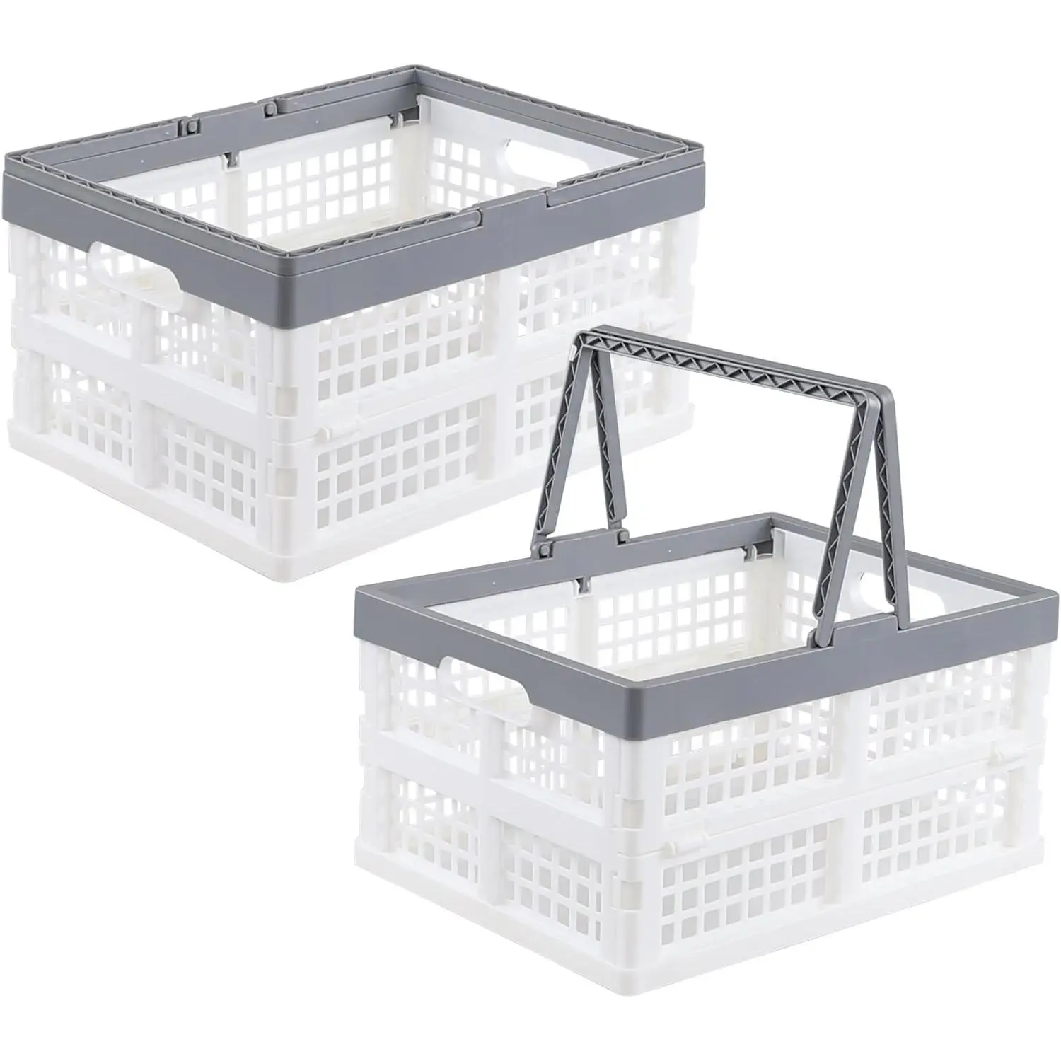 Collapsible Storage Crates, 2-Pack 15 L Folding Baskets